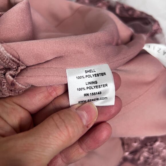 Azazie Norma Pink Lace Overlay Cold Shoulder Formal Dress ALTERED Size** A10/A14 - Picture 13 of 16